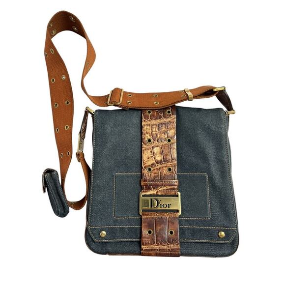 Dior Handbags - Dior blue denim leather shoulder bag